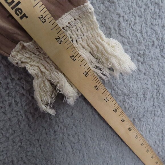 POL Women Boho Embroidered Tan Fringe Trimmed Knit Open Cardigan Duster Cover Up - Picture 10 of 14